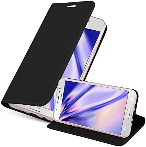 Кадорабо Книга Случај Компатибилен Со Samsung Galaxy J7 Во Елегантен Црна-Со Магнетни Затворање, Стојат Функција И Картичка
