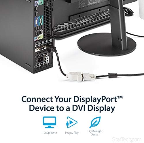 Startech.com DisplayPort на DVI адаптер - DisplayPort на DVI -D адаптер/видео конвертор - 1080P - DP 1.2 до DVI монитор/адаптер за кабел
