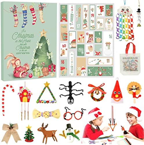 MOVINPE DIY Уметност &засилувач; Занаети Доаѓањето Календар За Деца 2022 Божиќ Вклучуваат Инструкции, 24 Забава Креативни Божиќ