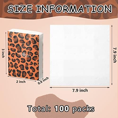 100 пакувања ткива на лицето џебни ткива пакет Ткива со големина на патувања џунгла сафари животинско печатење на лице ткиво хартија