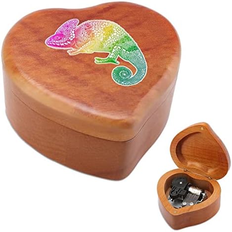 Мулти обоена музичка кутија со камелеон дрво гроздобер музички кутија подарок за Божиќен роденден Денот на вineубените
