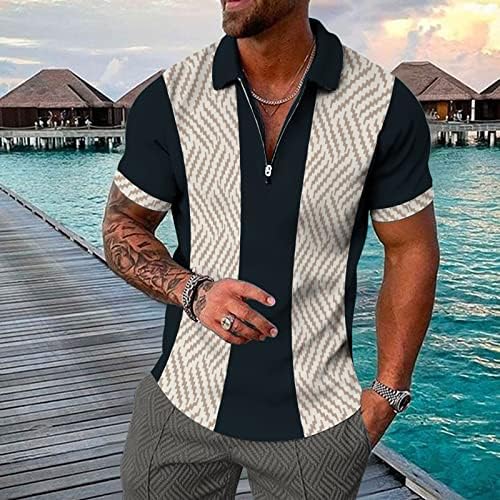 2023 Нова машка кошула летни облеки обични патент до костум за кошула со кратки ракави за мажи врвови мажи пливање
