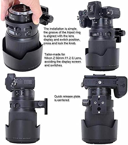 Duomianshou метална статичка монтажа на леќи со леќи компатибилен со Nikon Z 50mm f/1.2 s, држач за држач за поддршка на леќи дното