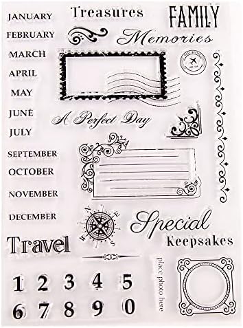 Календарски планер месец поштенски марки јасни марки транспарентен силиконски печат албум картички гумен печат за правење картички за декорација