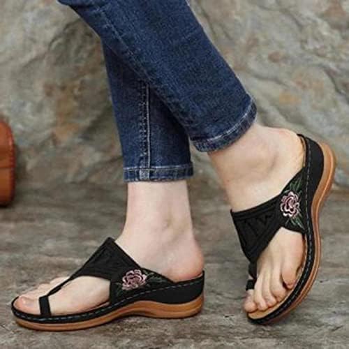 Женски цветни влечки модна платформа за удобност што не се лизгаат на чевли отворени пети-обични сандали за поддршка на лак