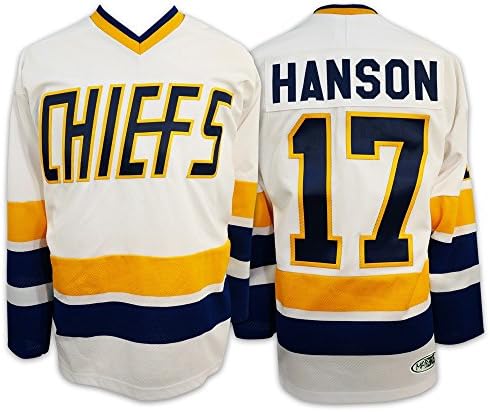 Мад браќа 17 Хансон Чарлстаун Шефови Слапшот филм официјално лиценциран хокеј Jerseyерси направен во Канада