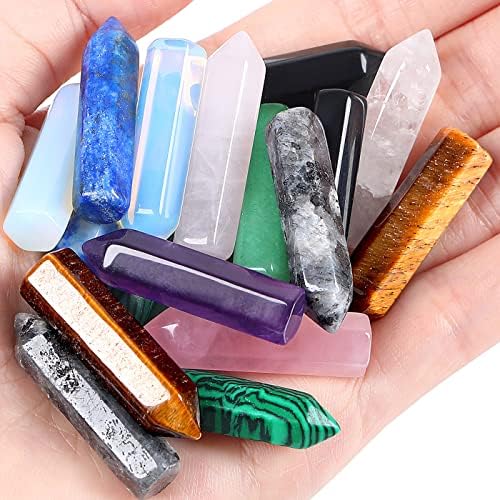 Пакет од 10 парчиња 10 парчиња лековити кристали wands мини кристал и 10 парчиња срцеви кристали камења заздравувајќи кристална