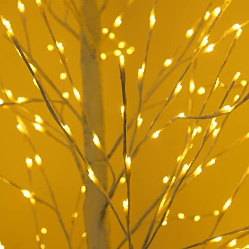 Lamphome Осветлено дрво од бреза, 7 стапки 304 LED Божиќни украси Осветлено дрво за дома, забава, фестивал и употреба на отворено, UL