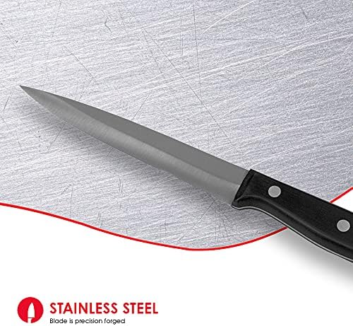 Домашни основи, црна 5 нож за комунални услуги од не'рѓосувачки челик со контурирана рачка на бакелит, за сечење на сечење овошје и зеленчук,