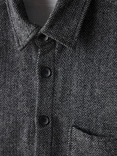 Ксинбалов јакни за мажи мажи 1 парчиња шерингбон шема џеб преден палто