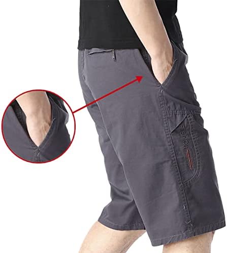 Мажите случајни цврсти летни средни половини еластични половини лабави карго шорцеви со мулти џебови со големина 13