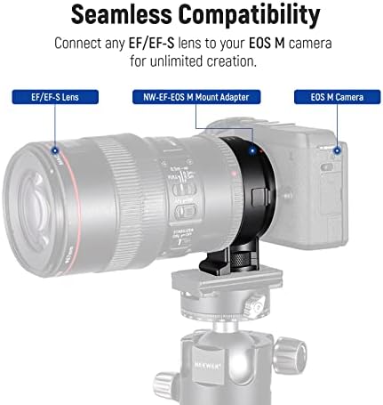 Адаптер за монтирање на Neewer EF до EOS M, EF/EF-S леќи на EOS M Camera AutoFocus Converter Ring со отстранлив монтажа на статив,