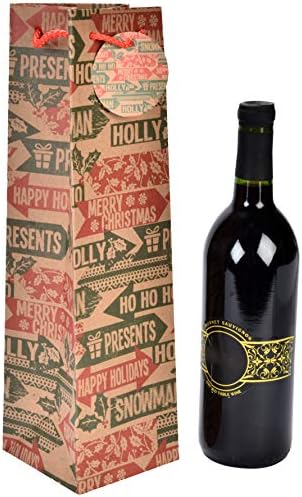 24 Божиќни торби за подароци за вино со рачки кафеав Крафт најголемиот дел за хартија за празници за завиткување на шише за празници