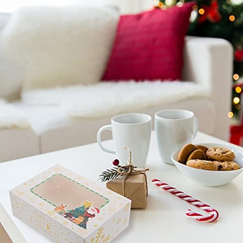 Хемотон бонбони Подарок кутија 8 парчиња кутии за Божиќни торта со санта ѓумбир од маж, шема за кекс кутии, преносни колачиња