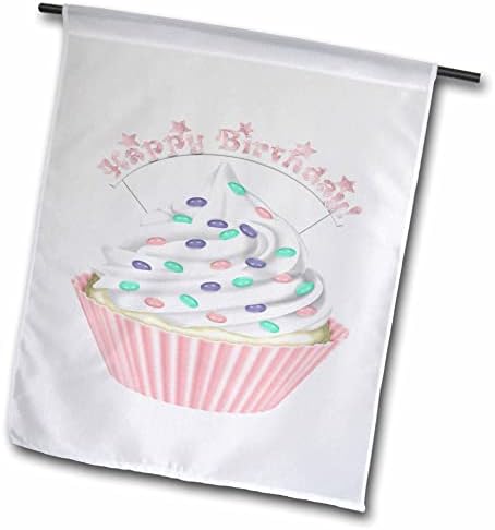 3drose Симпатична розова среќна роденденска илустрација за кекс - знамиња