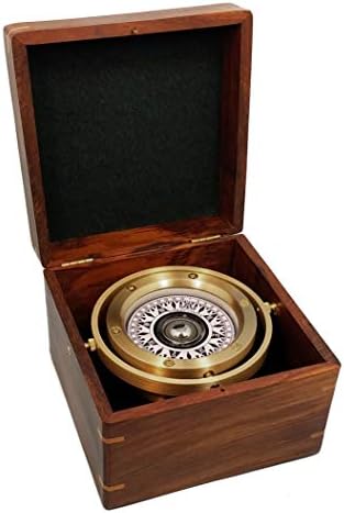 Стенли Лондон персонализиран извршен наутички месинг биро компас | Голем 6 кутија | Подарок за пензионирање, промоции, дипломирања, годишнина,