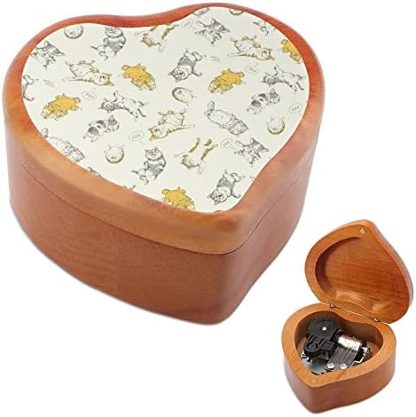 Дремење кучиња мачки миленичиња часовници музичка кутија гроздобер дрвена форма во облик на музички кутии играчки подароци украси