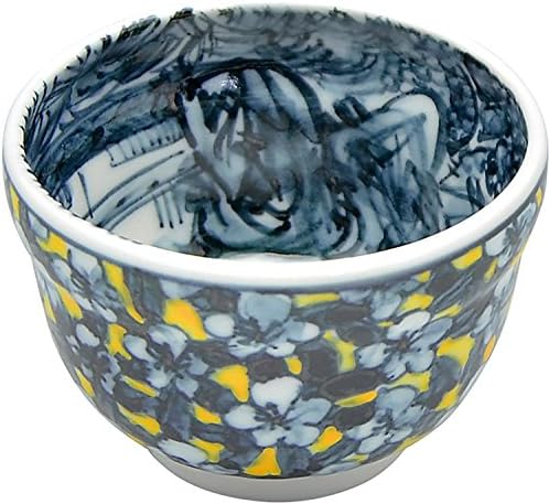Kyo-Ware 856-02 Shimizu Ware Glass Cup, бел дијаметар 2,2 инчи, керамичка печка, цветна кристали ТОА