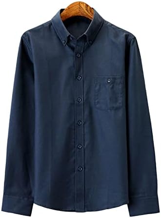 Машка машка згодна кујна џебови со долги ракави, со копче надолу со копче надолу, цврста кошула цврста квадратна јака лабава кошула