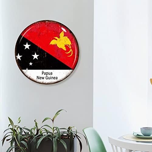 Папуа Нова Гвинеја знаме добредојде знак на влезна врата декор Папуа Нова Гвинеја метал знак патриотски декор земја сувенир гроздобер