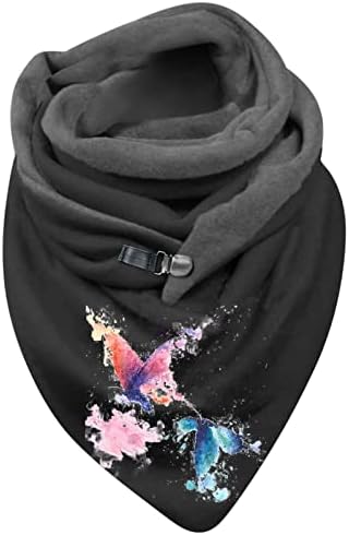 Женски топло ладно време марами за меко печатење мода зимска турбан завиткана шамија шал со скриен патент