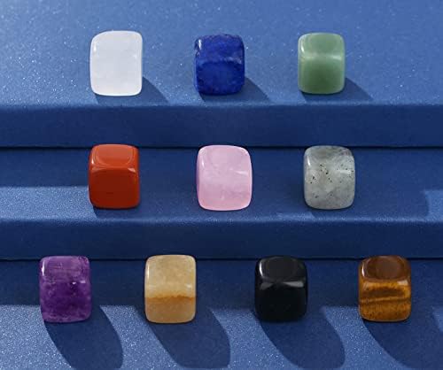 Лајданла 10 парчиња лековити кристали мешани коцки квадратни камења поставени и 5 парчиња лековити кристали, палма овален камен поставен полиран