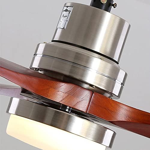 DSJ Американска дрвена сечила таванска ламба за вентилатор Интелигентен далечински управувач стакло вентилатор лустер LED трихроматско