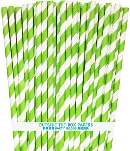Лента Хартија Сламки-Вар Зелена Бела-7,75 Инчи-Пакет од 100-Надвор Од Кутијата Хартија Бренд