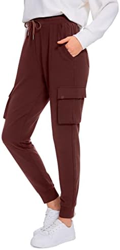 CRZ јога женски џемпери лесни памучни товари џогери со 6 џебови со високи половини супер меки обични пантолони за пот.