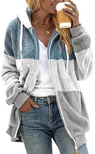 Malbaba женски обични дуксери пуловер зимска качулка надворешна облека лабава отворена скокачка блуза со палто со џеб со џеб