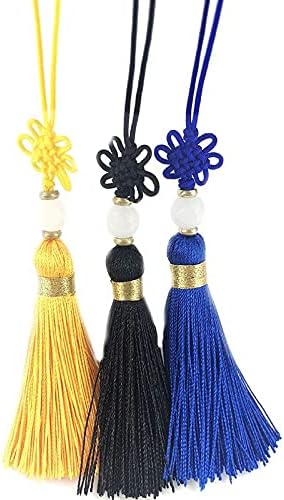 Qiaonai qqwt14 12pcs/lot 5,5cm кинески јазол тасел со монистра свила шиење за шиење на тилки за декоративни клучеви за клучеви за DIY завеси