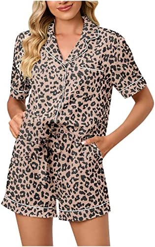 Обични шорцеви сетови за жени есен лето шифон леопард печати директно шорцеви за нозе поставуваат мода за облека за тинејџери
