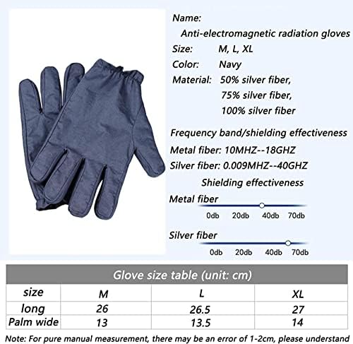Облека за анти-радијација на Монсег ЕМФ, заштитни ракавици на екромагнетно зрачење 5G анти-зрачење, 50% сребро влакна, XL