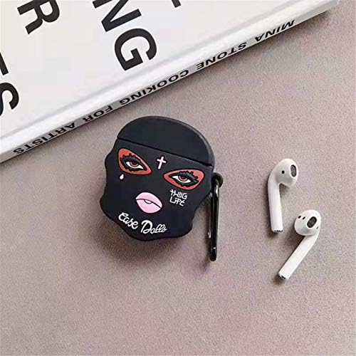 Besoar Woman Mask за AirPod 1/2 кутија, цртан филм симпатичен моден кул силиконски дизајн на силиконски дизајн за AirPods, уникатен