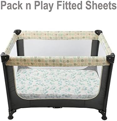 Пакувања n играчки чаршафи 2 пакувања за бебе девојче, стрити Jerseyерси плетено плејард опремени чаршафи преносни мини -креветчиња за креветчиња,