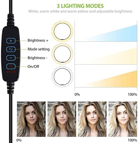 Светла Селфи Прстен Три-Боја Светлина Компатибилен Со Вашиот Samsung Galaxy Tab S 10.5 Спринт 10 Инчи Со Далечински Управувач За Пренос Во Живо/Шминка/YouTube/TikTok/Видео/Снимање