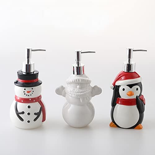 Диспензери за лосиони FFNUM керамички лосион шише мечка/пингвин/снежен човек Божиќно сапун диспензер шишиња со шишиња за шишиња за