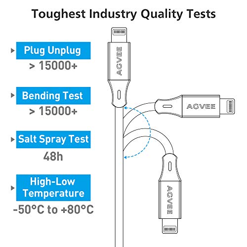 Agvee 2 пакет 15ft долги USB-C до молња кабел за полнење, плетенка издржлив I-телефонски тип-c полнач кабел 8 пински жица за