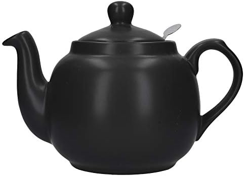 Лондон Грнчарска фарма куќа лабава лисја чајник со инфузер, керамика, мат црна, 4 чаши