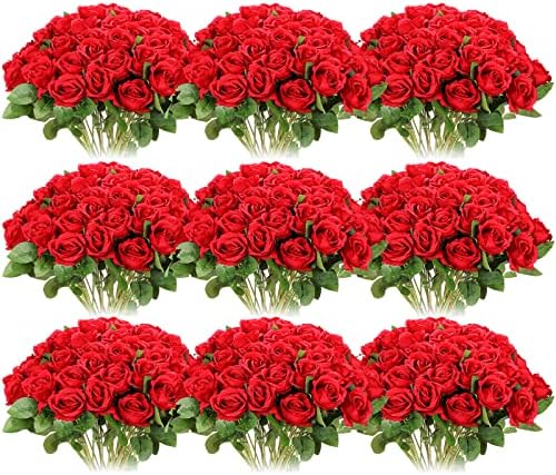 100 Парчиња Вештачки Розов Цвет Реални Свилени Рози Со Стеблен Букет Цвеќе Пластични Цвеќиња Лажни Рози Со Вистински Изглед За Домашни