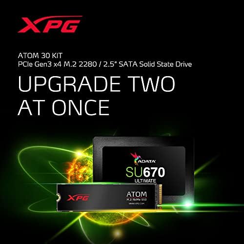 XPG Атом 30 1tb PCIe + 250gb SATA 2.5 SSD Комплет-M. 2 2280 PCIe Gen3 x4 + 2.5 Внатрешна SSD КОМПЈУТЕР Надградба Пакет Комплет
