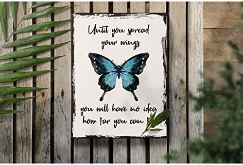 Инспиративен цитат сè додека не ги раширите вашите крилја врамени платно wallидна уметност, позитивни слики од ретро печатење на пеперутки