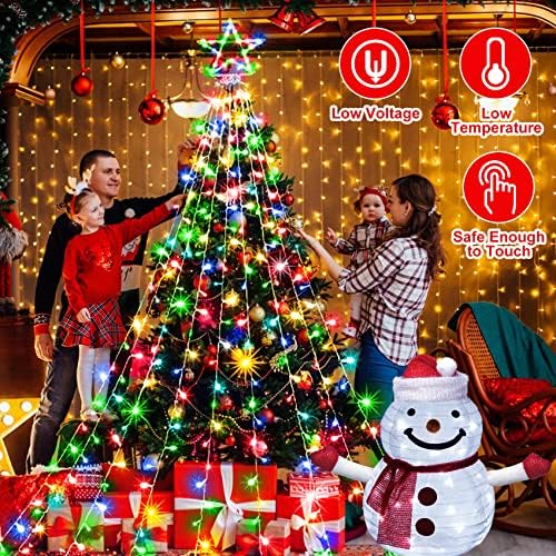Heceltt Божиќни украси Надворешно сет од 2, 3,3ft 40LEDs осветлен снежен човек, 13 -ти 344лдс starвездени водопади светло 8 режими Стринг