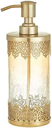 Пет Квинс Суд Ирина испука стакло и метално покритие на ткивото на марокан, злато, 5,25х5,25