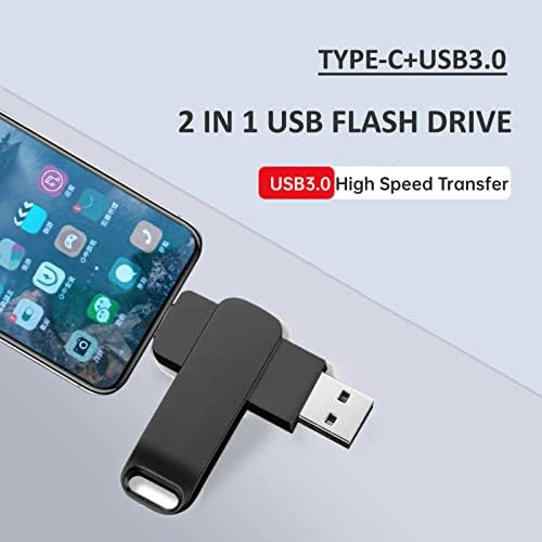 USB C Flash drive, 256GB 2 во 1 OTG USB C+ USB 3.0 Двоен Диск Метална Меморија Стап, USB C Палецот Диск За Тип C Паметни Телефони,