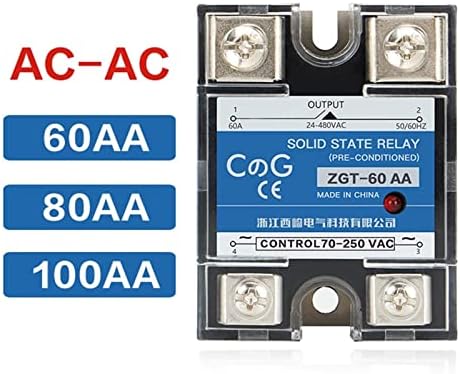 Exongy SSR-60AA 80AA 100AA реле Единечна фаза AC Контрола AC 70-280VAC до 24-480V топлински мијалник 60A 80A 100A AA Solid