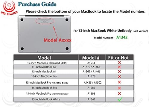 Ues Will Matte Hard Shell Cover Cover компатибилен со 13 инчи бело унибоди MacBook Model A1342 + крпа за чистење на микрофибер, сива