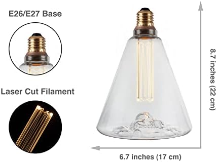 Декоративна сијалица за сијалица - затемнета, E26 Base 120V 4W, многу топла 1800K, за таванска светлина, висечка ламба, светла за приврзоци,