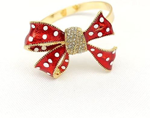 N/A 12 парчиња/лот Божиќ црвен лак прстен за салфетка дијамантска салфетка за салда за одмор Десктоп за салфетка прстен украс