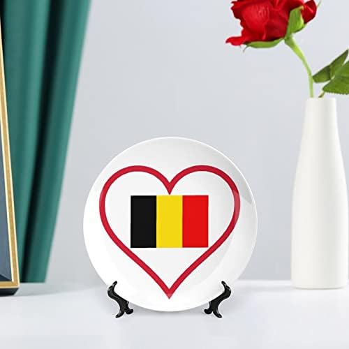 Ја сакам Белгија Црвено срце Смешна коска Кина Декоративна чинија Керамички плочи занает со приказ за украси за домашна канцеларија